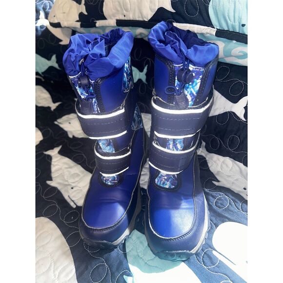 Lands' End Kids Winter Boots Size 4 Navy Blue Insulated Snow Flurry - Picture 4 of 8